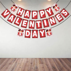 Wobbox Valentine Bunting Banner For Couples, Happy Valentine Banner, Valentine Party Decoration, Happy Valentine Day Party Decorations Items (Red & White Text Happy Valentine Day)